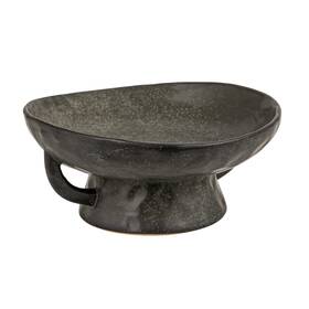 Creative Co-op Ec1879 Co-op Stoneware Footed Pedestal Bowl 9.5 Inch Round X 4 Tall Black
