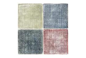 Creative Co-op Square Ceramic With Embossed Cloth Design Set Of 4 Coasters