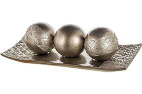 Ost-44597 Creative Scents Tray 15.5 Inch L X 6.5 W 2 H Orbs 4 Diameter Silver