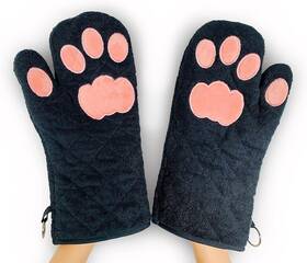 Cricket & Junebug 607816279110 And Oven Mitts Cat Paws - Black Pink