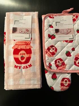 Crofton 061461883621 Lot Valentines Day You Are My Jam Kitchen Set Oven Mitt Pot Holder 2 Pk Towels