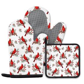 Birds01 Ctatdiop 694743441796 Christmas Cardinal Birds Oven Mitts And Pot Holders Sets Of