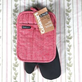 Cuisinart 042887308862 Oven Mitt Glove With Nonslip Silicone Grip And Quilted Inner Lining Red