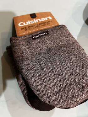 Cuisinart 042887341616 2 Pk Heat Resistant Mini Oven Gloves Mits Textured Dark Gray New