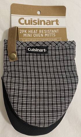 Cuisinart 042887369917 Silicone Non Slip Heat Resistant Mini Oven Mitts Black /white New