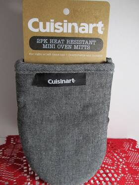Cuisinart 042887369924 Mini Oven Mitts 2 With Neoprene/silicone Gray Nwt