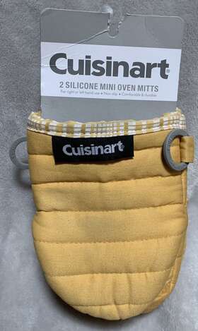 Cuisinart 042887430822 New Gold Mini Oven Mitt Pair With Inch Spicy Silicone Grips