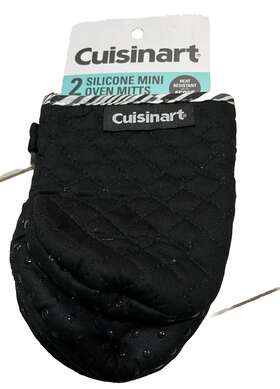 450f Cuisinart 042887430839 2 Silicone Mini Oven Mitts Heat Resistant Up To Black