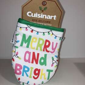 Cuisinart 042887441606 2 Pack Silicone Mini Oven Mitts Merry And Bright Holiday Nwt Christmas