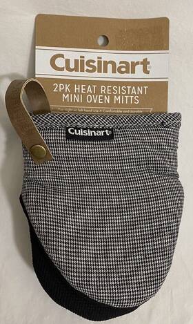 Cuisinart 042887768680 Silicone Non Slip Heat Resistant Mini Oven Mitts Black /white New