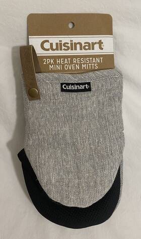Cuisinart 042887875029 Silicone Non Slip Heat Resistant Mini Oven Mitts Gray And White New
