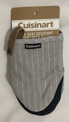 Cuisinart 042887882911 Silicone Non Slip Heat Resistant Mini Oven Mitts Gray/white Stripe New