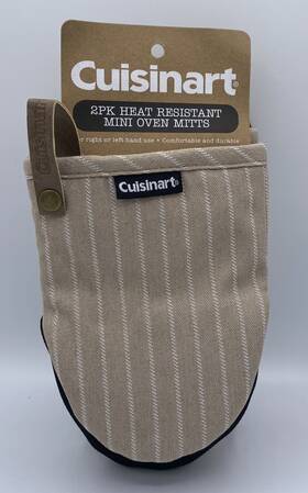 Cuisinart 042887882928 Silicone Non Slip Heat Resistant Mini Oven Mitts With Leather Strap New