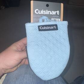 Cuisinart 042887893726 2 Pk Heat Resistant Mini Oven Gloves Mits Textured Light Blue New