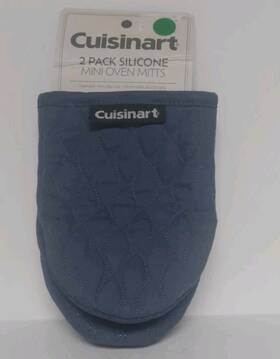 Cuisinart 042887924970 2 Pack Silicone Mini Oven Mitts Blue Non-slip Grip Oversized Durable
