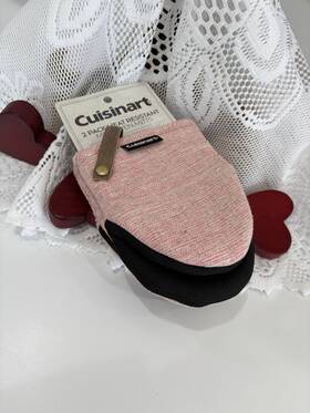 20188020 Cuisinart 2 Pk Heat Resistant Mini Oven Gloves Mitts Textured New 5.5 Inch X 7 Soft