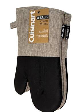 2138602a Cuisinart Oven Mitt 2 Pack Brown Heat Resistant 7.25 Inch X 13 Standard Size
