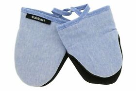 Cuisinart Mini Oven Mitts Neoprene For Gripping Chambray Set Of 2 Light Blue