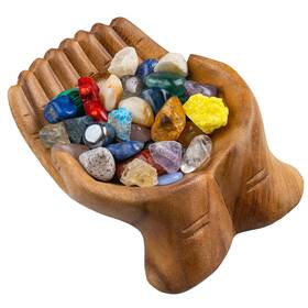 Chbn01 Curawood Carved Hands Offering Bowl - Crystal Holder For Stones M Natural