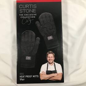 Lcs-a01-bq129 Curtis Stone The Exclusive Collection Black 1 Pair Bbq Heat Proof Oven Mitts Nip