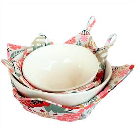 Cushystore 703674692419 2 Bowl Cozies Canvas Holders Heat And Cold Resistant Anti-scalding Protector