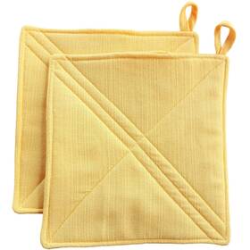 Cushystore 712198883425 7.5 Inch Pot Holder Cottage Style Heat Pads For Cooking Solid Yellow 2-pack