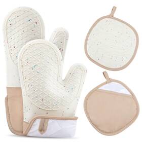 56654 Cverny Oven Mitts 4pcs And Pot Holders Sets Silicone Mitt Heat Res