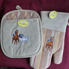 Cypress Home New Pony Party Horses Pot Holder Oven Mitt Set 746851060793