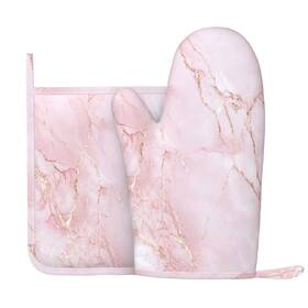 A06321111 Dadabuliu Oven Mitts And Pot Holders Light Pink Marble Art Silicone 2 Piece