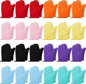Dandat 711181671919 24 Pairs Oven Mitts Quilted Terry Cloth Lining Extra Long Heat Resistant