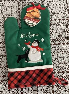 Datl Do It 044219020084 Datftl Let Snow Oven Mitt Green Snowman Dog 5 Inch With Metal Tongs Nwt
