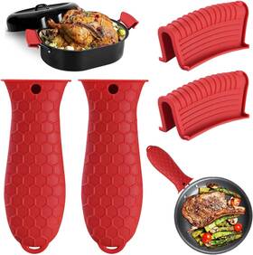 Dazzhues 445002123150 4 Pack Silicone Hot Handle Holder Cover Cast Iron Pot