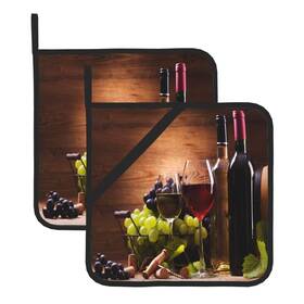 Deaowangluo 692986312569 Vintage Glasses Grapes Pot Holders Sets Kitchen Potholders For Cooking Baking
