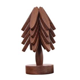 Deold 795441842271 Wooden Placemats - Tree Washer Set Pinwheel Coaster With Stand Fo