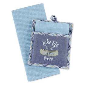 Design Imports 738215516138 Lake Life Is The For Me Kitchen Hand Towel And Potholder Gift Set