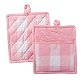 Camz10537 Design Imports Dii Pink Buffalo Check Potholder Set Of 2