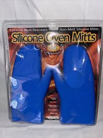 Dexas Silicone Oven Mitts Blue Heat Resistant Up To 500 F Sealed In Package