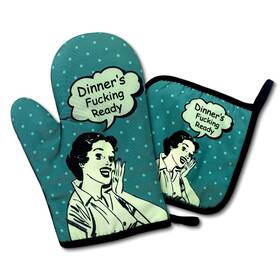 Kst002 Dhecvbd Funny Oven Mitts And Pot Holders Set Of 2dinner Fxxking Ready Silicone Non-sl