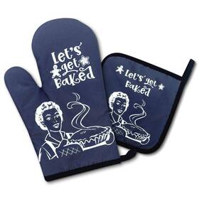 Kst009 Dhecvbd Funny Oven Mitts And Pot Holders Set Of 2 Lets Get Baked Silicone Non-slip