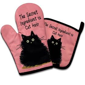 7x10.5in Dhecvbd Kst014 Dhecvbdthe Secret Ingredient Is Cat Hair Funny Oven Mitts And Pink