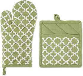5410 Dii Lattice Basics Collection Oven Mitt And Potholder Set Antique Green