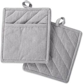 Dii 744110906059 100% Cotton Solid Chambray Kitchen Set Potholders Gray 2 Piece