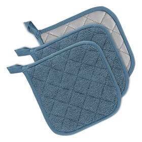 Camz12838 Dii Basic Terry Collection Quilted 100% Cotton Potholder Storm Blue 3 Piece