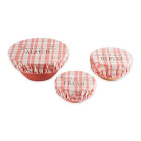 Camz15231 Dii Plaid Coral Bowl Covers Set Of 3 Cotton Dish For Kitchen Storage