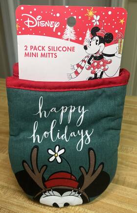 Disney 000034633021 2 Pack Mini Oven Mitts Minnie Mouse Christmas Inch Happy Holidays