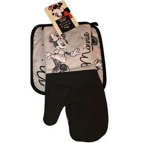 Disney 042887315358 Minnie Mouse Sketch Kitchen Gray Oversized Oven Mitt And Pot Holder Set Nwt