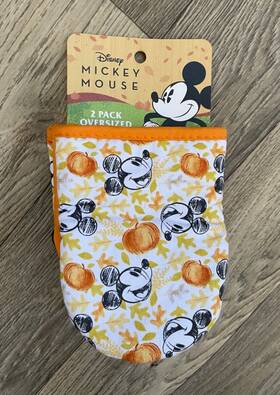 Disney 042887320727 New Set Of Two Mickey Mouse Fall Leaves Pumpkins Oversized Mini Mitts