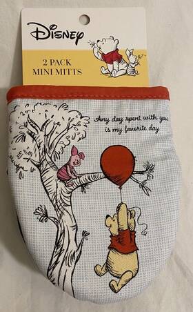 Disney 042887853874 Winnie-the-pooh 2 Pack Mini Oven Mitts Inch My Favorite Day Brand New