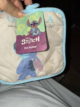 Disney 042887858091 Stitch Ohana Pot Holders 100% Cotton Standard Size Lot Of 2 Cute Nwt