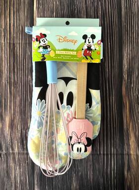 Disney 042887891227 3 Piece Baking Set Oven Mitt Spatula Whisk Mickey Mouse Minnie